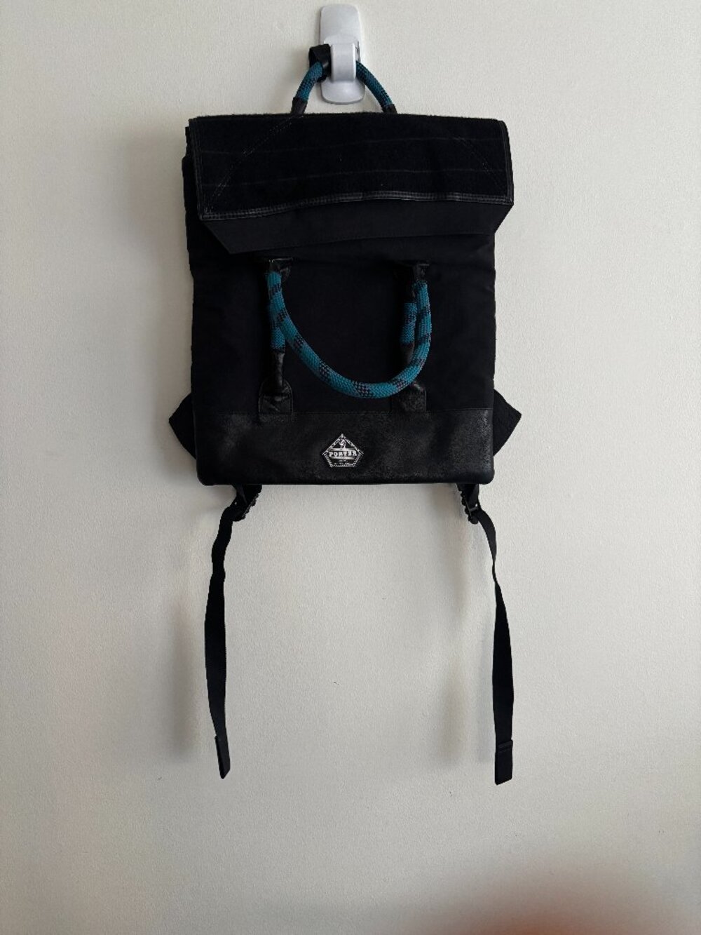 Porter 2 way Hybrid Backpack Tote Bag Leather Trim Rope Handles